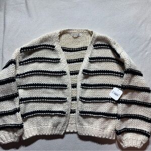 Altar'd State Black and Cream Striped Sweater